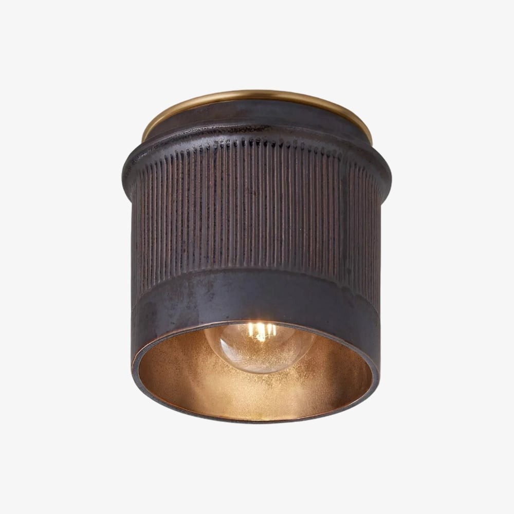Vintage Industrial Ceiling Light - Black Metal Flush Mount T451