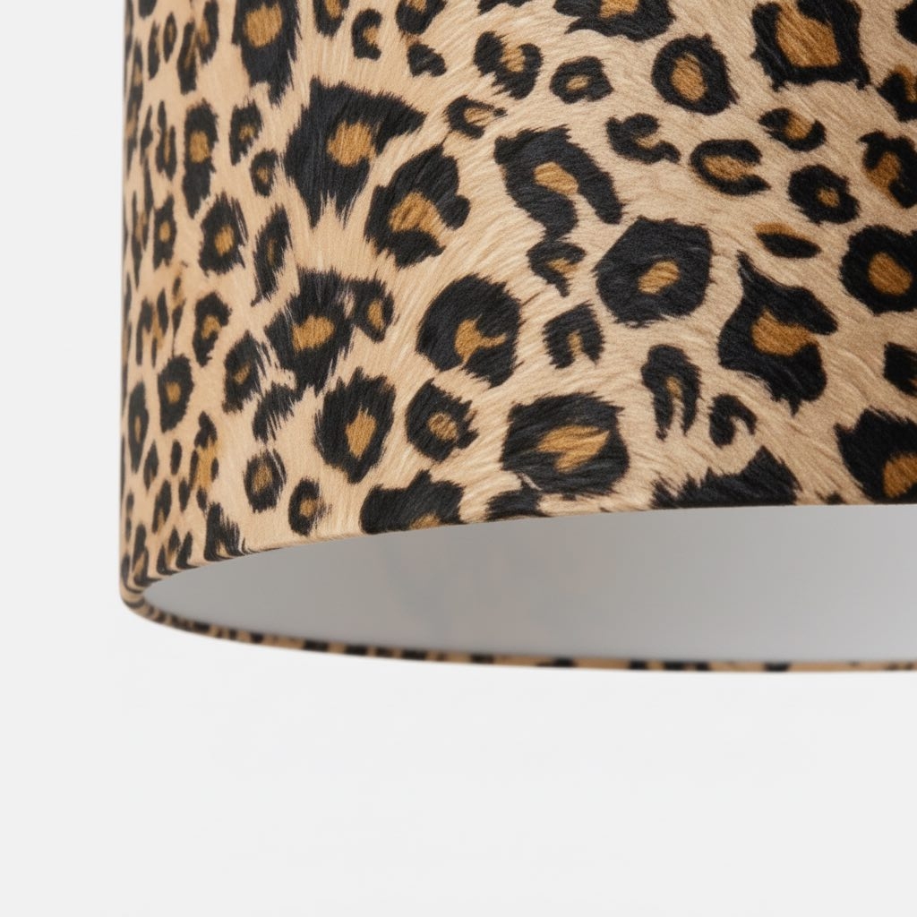 Wildlux Leopard Pattern Statement Drum Lampshade - Decorative Fabric Shade for Home Interiors T1122