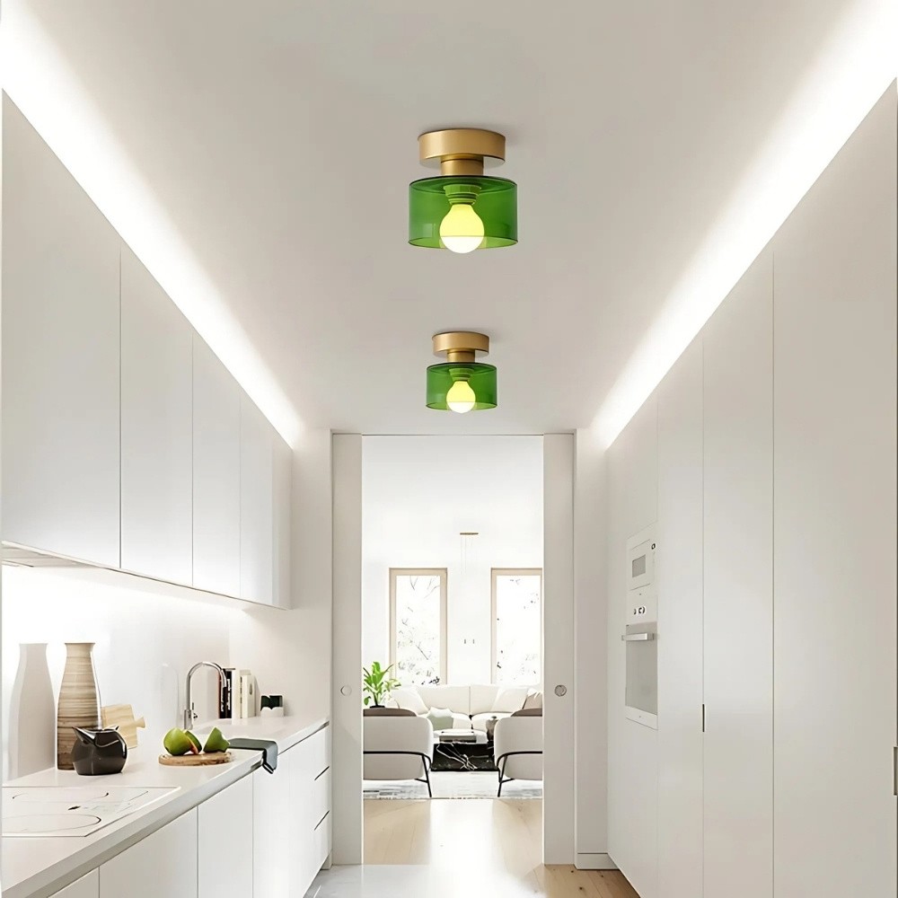 Morandi Cylinder Glass Ceiling Light – Colorful Touch For Hallway Spaces S216