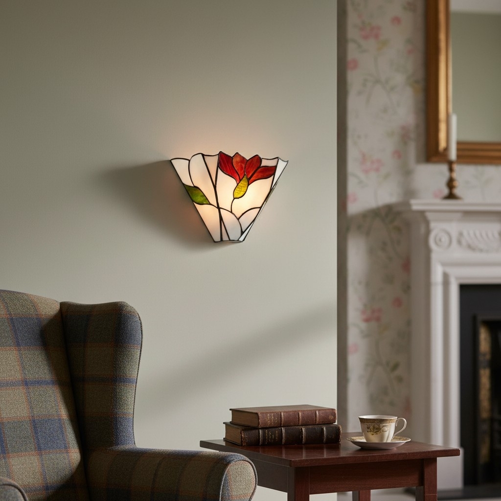TF Botanica Stained Glass Floral Design Wall Light - Sconce For Hallway And Bedroom T828