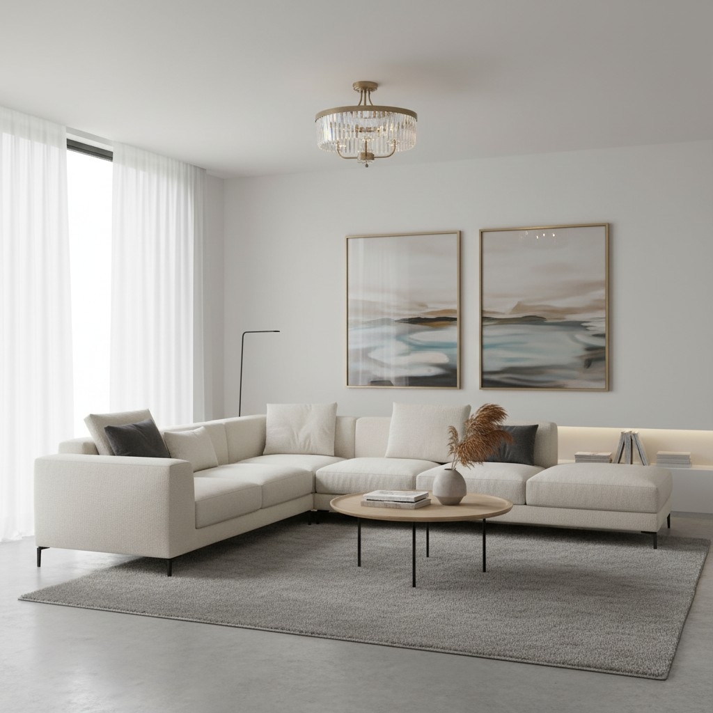 Beveline 3 Light Round Semi Flush - Faceted Cut Glass Shade Metal Finish for Hallways and Bedrooms T882