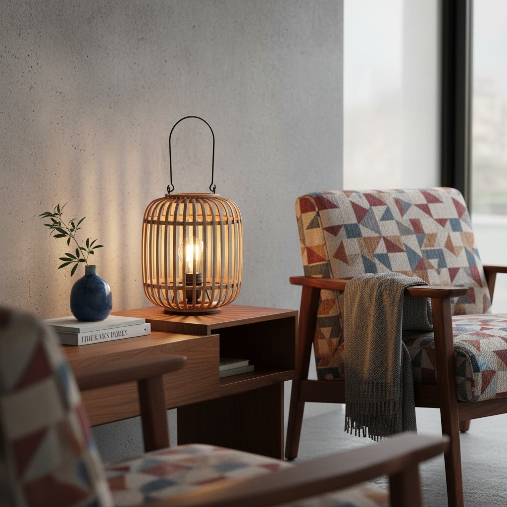 Yumeko Ambient Table Lamp - Open Bamboo Cage Design Stylish and Eco Friendly for Living & Bedroom T988