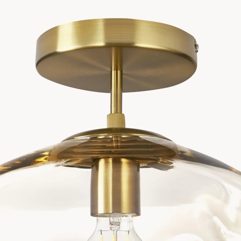 Glissora Reflective Glass Semi-Flush Ceiling Lamp - Sculptural Design Versatile Finish for Hallways Dining T799
