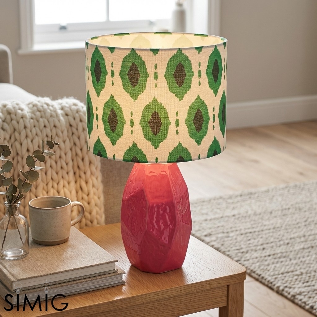 Arivane Decorative Ceramic Lamp - Fabric Shade Side Table Light T1183