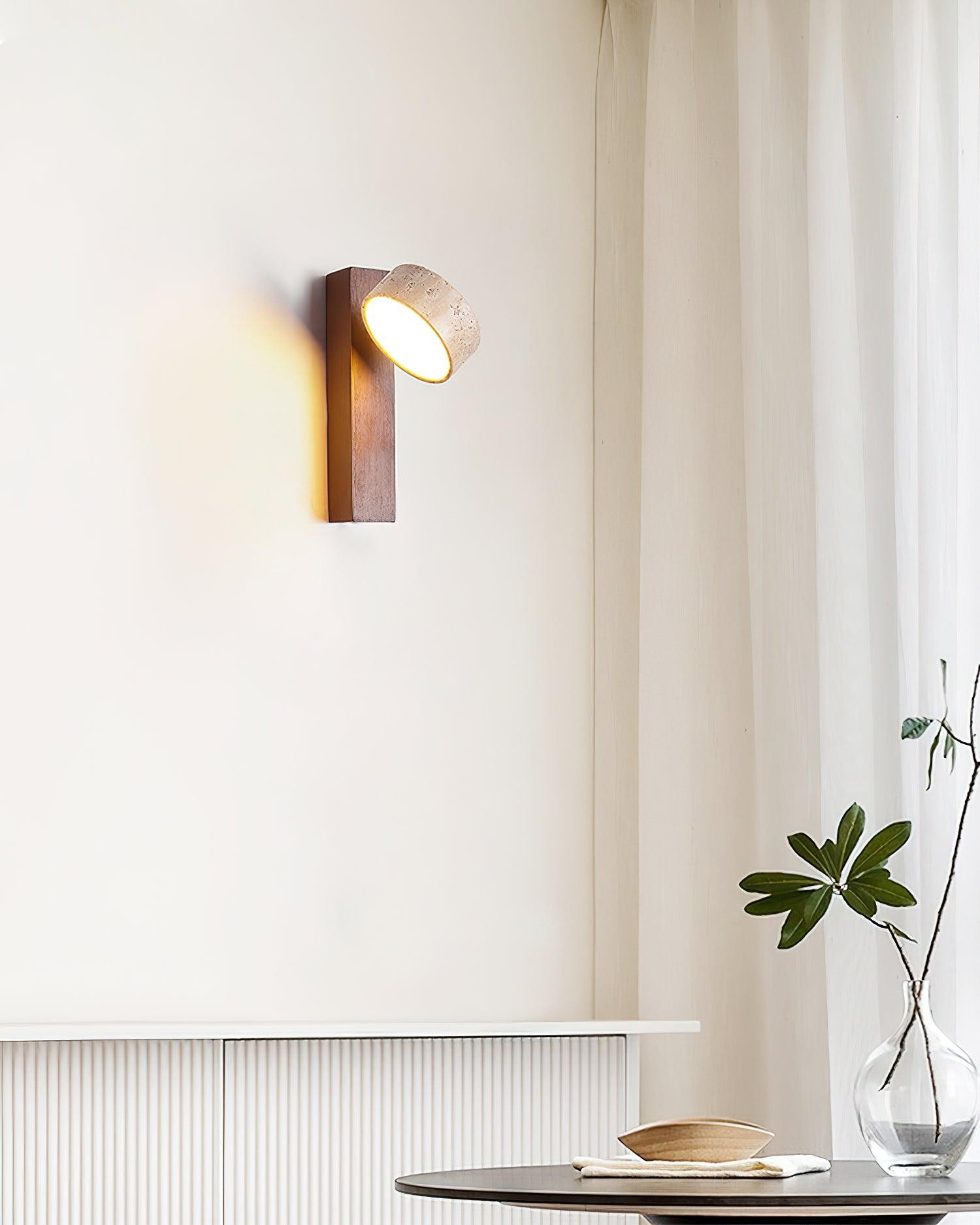 Travertine Cylinder Shade Lamp - Vintage Wall Sconce for Hallway M13