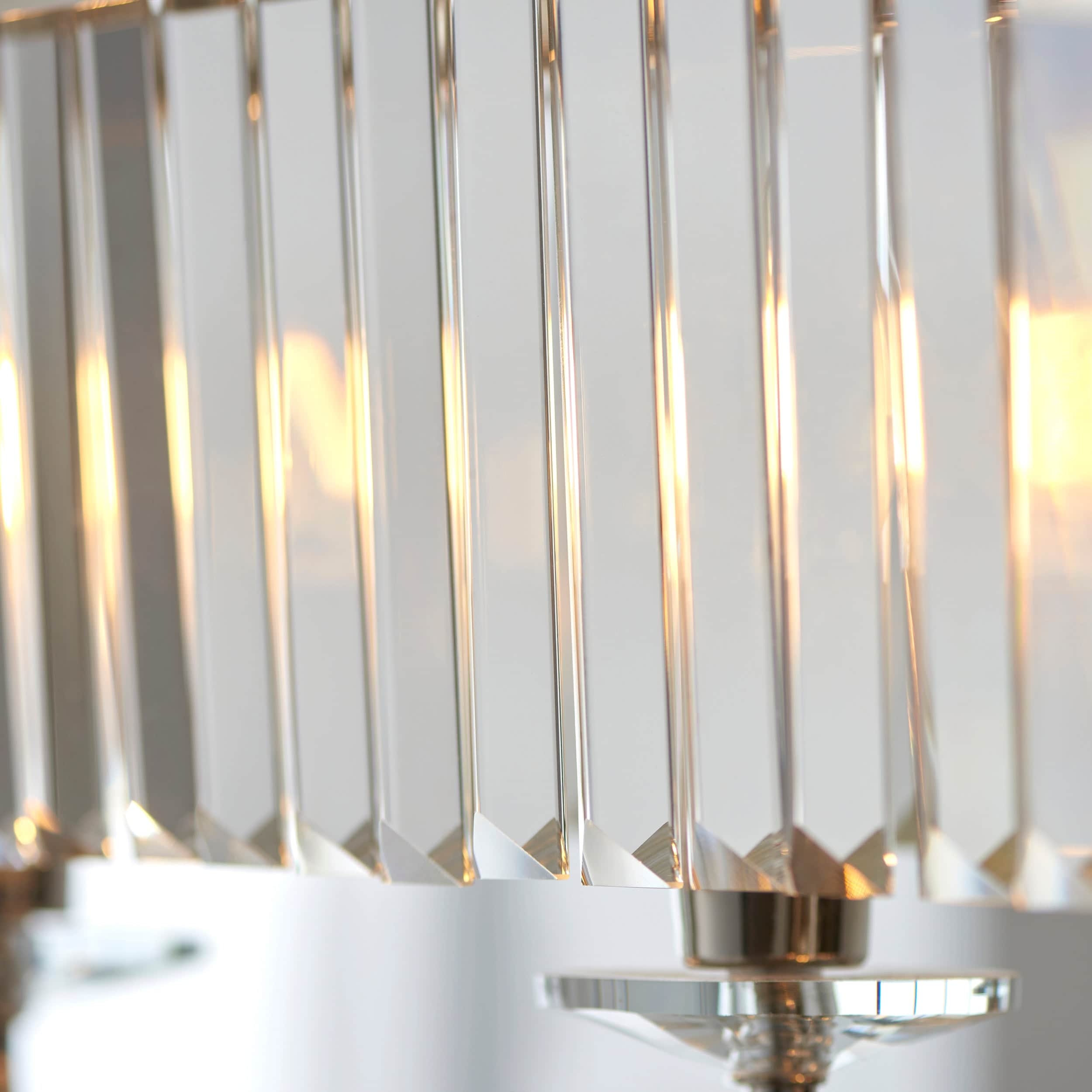 Beveline 4-Light Linear Ceiling Pendant With Cut Faceted Glass - Sleek Metal Frame For Dining T858