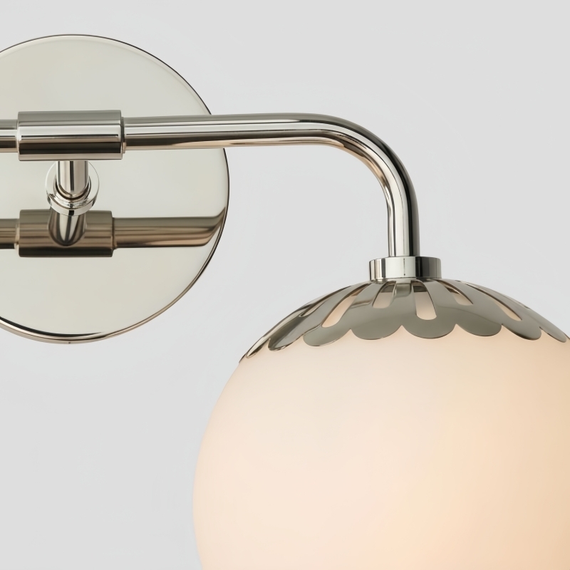 Vinbrea Glass Globe Wall Lamp - Minimal Curved Arm Light for Living Room T1209