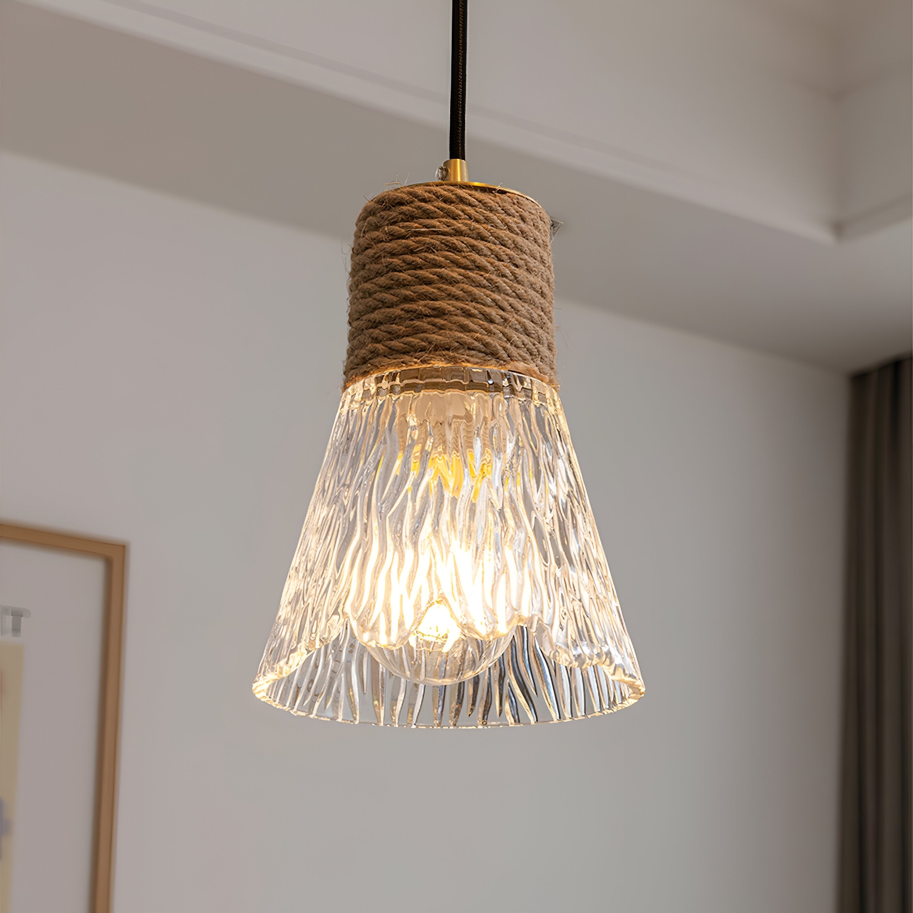 Nordic Hemp Rope Glass Pendant Light T2162