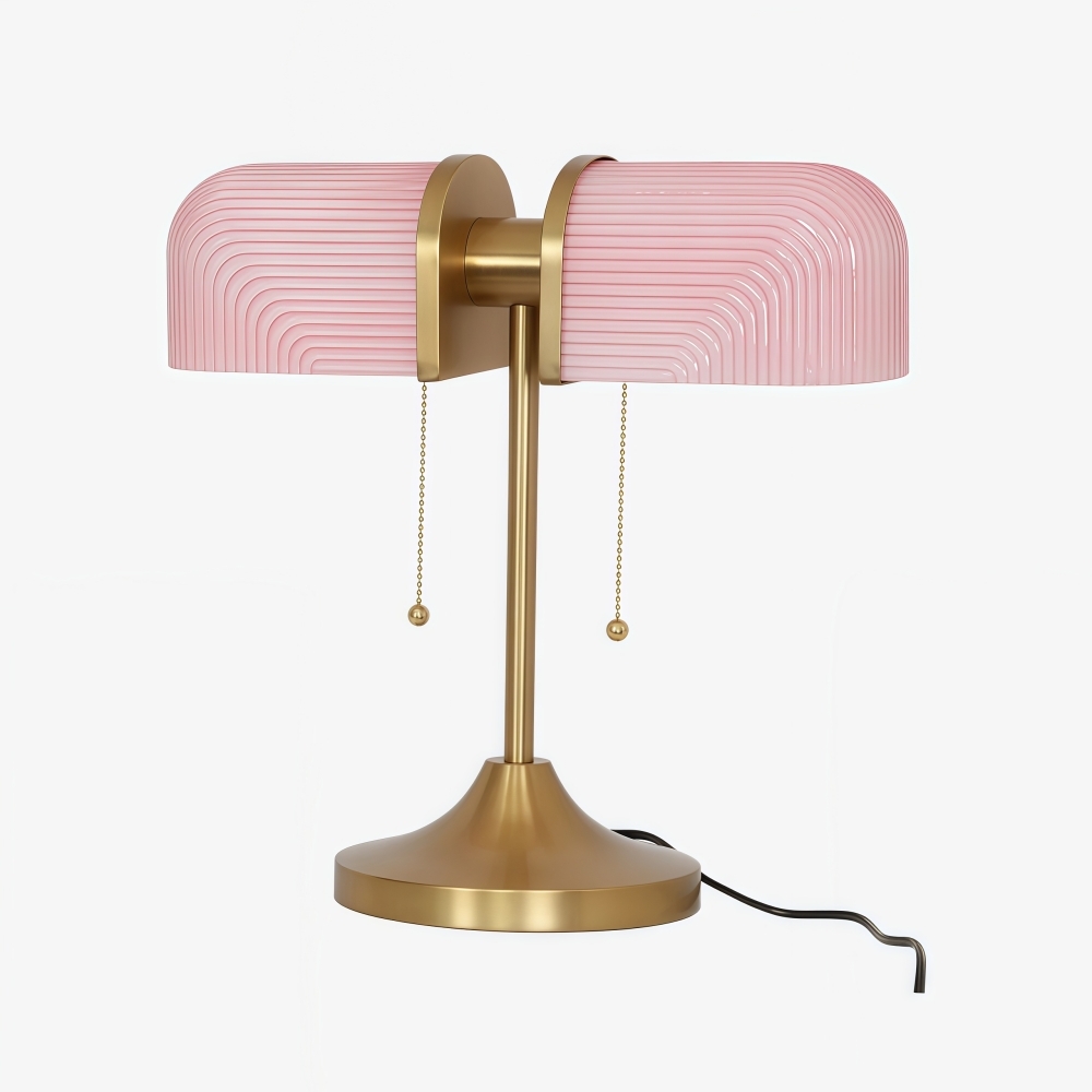 Aurebron Fluted Glass Table Lamp - Modern Decorative Metal Base Table Lamp for Living Room T1148