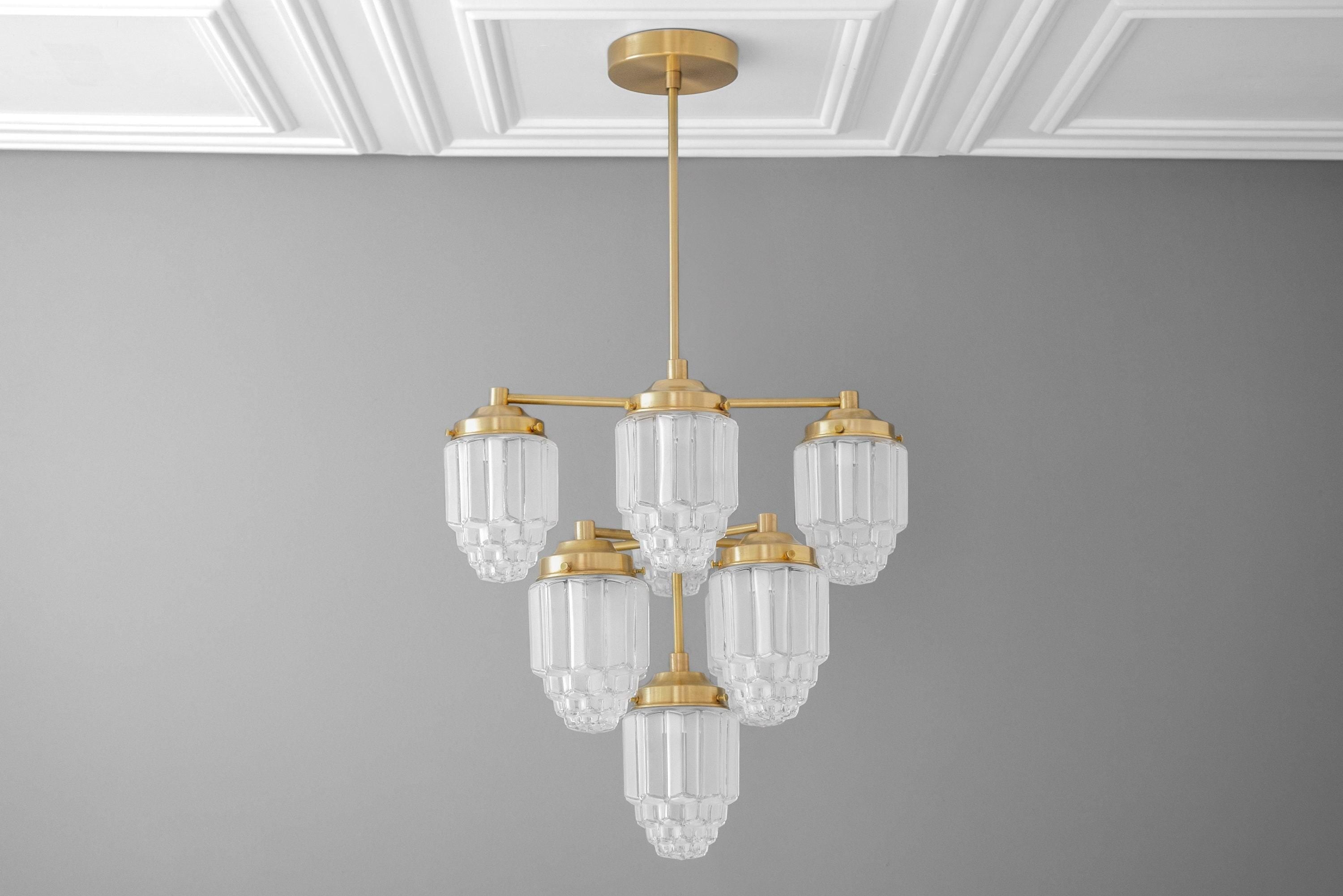 Tierlux Glass Textured Brass Chandelier – Timeless Lighting with Style T375