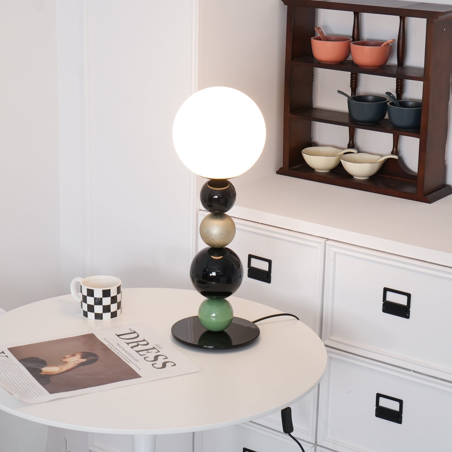 Round Balls Stacking Green Table Lamp M417