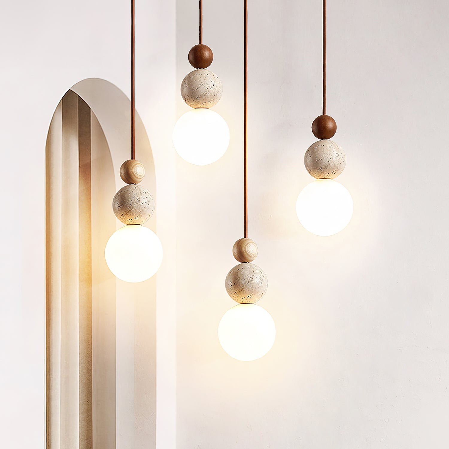 Modern Travertine Stone Globe Pendant Lamp G19