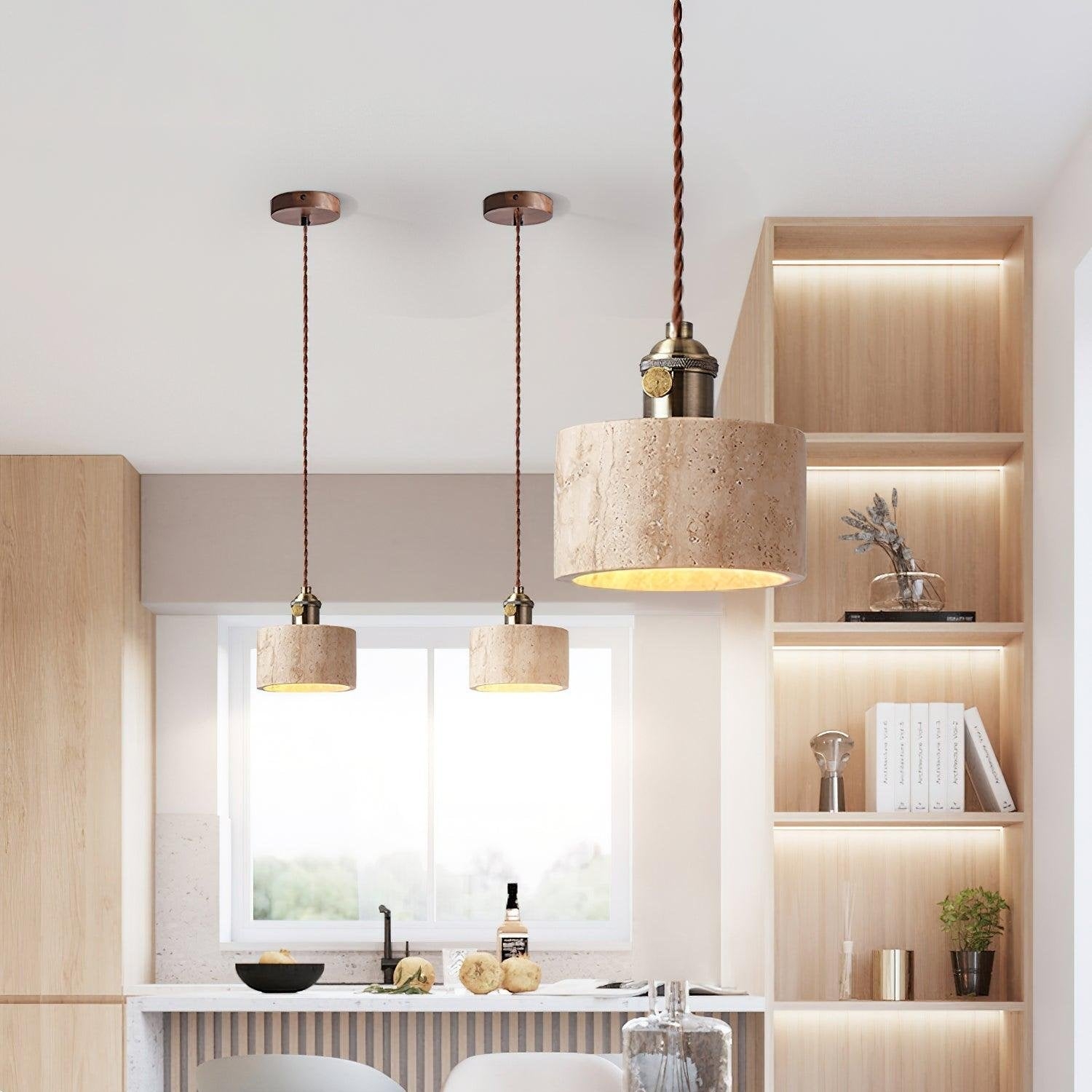 Alagusmo Minimalist Travertine Pendant Light T2116