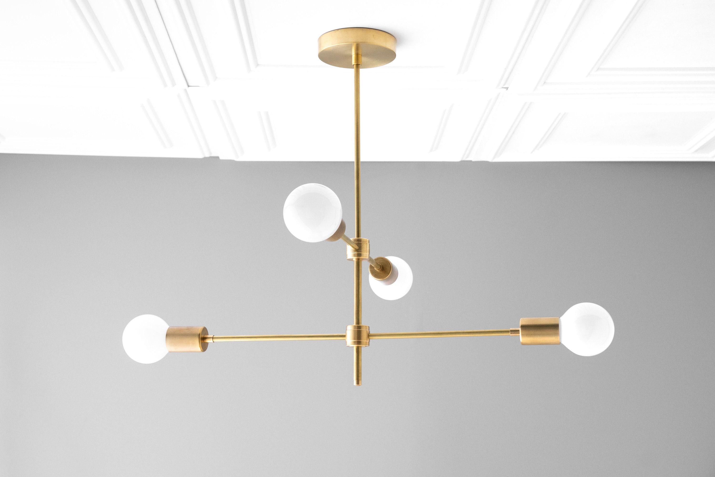 Mobilux Line Black and Brass Chandelier - Contemporary Globe Ceiling Hanging Light T337