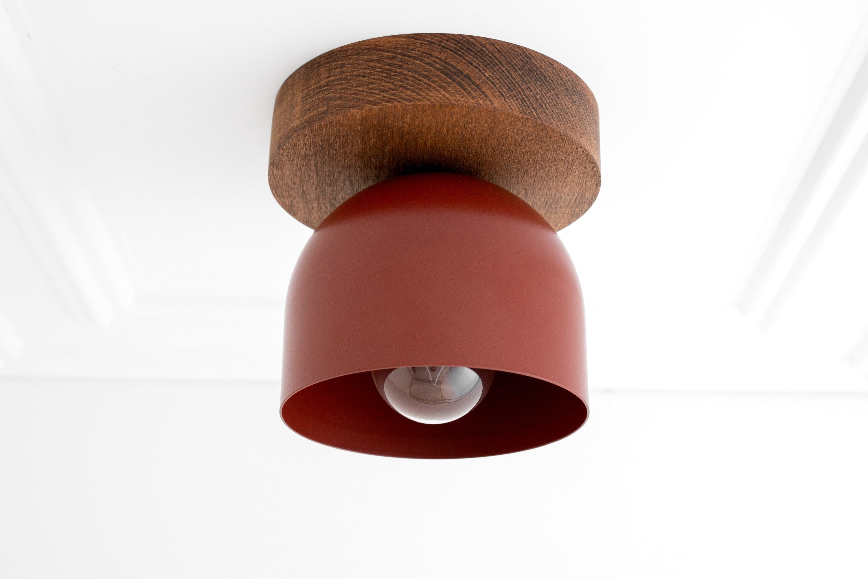 Metio Dome Modern Rustic Ceiling Light - Wooden and Metal Fusion T372