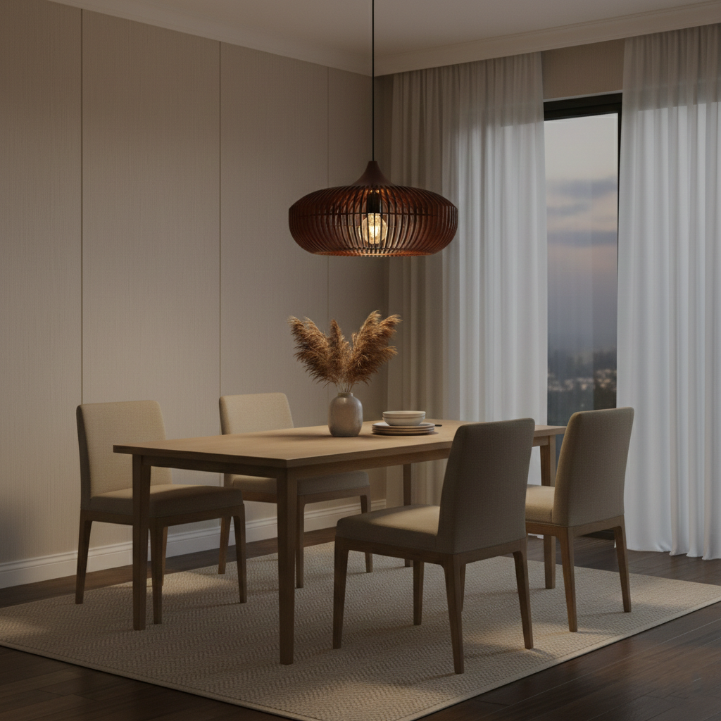 The Halo of Zen Japandi Wood Pendant Light T2061