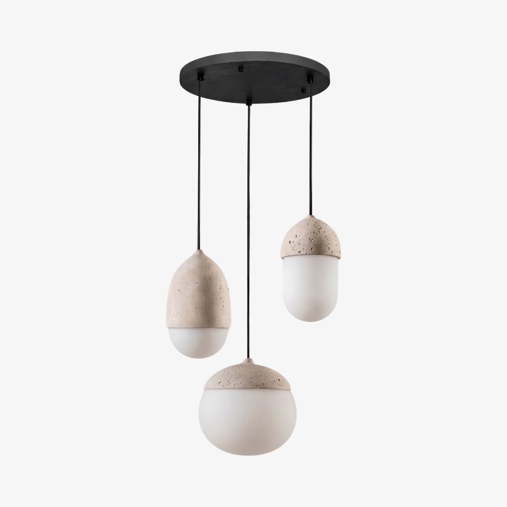 Orbaltis Modern Orb Cluster Pendant - Natural Stone and Glass Hanging Lamp for Living or Kitchen T1106