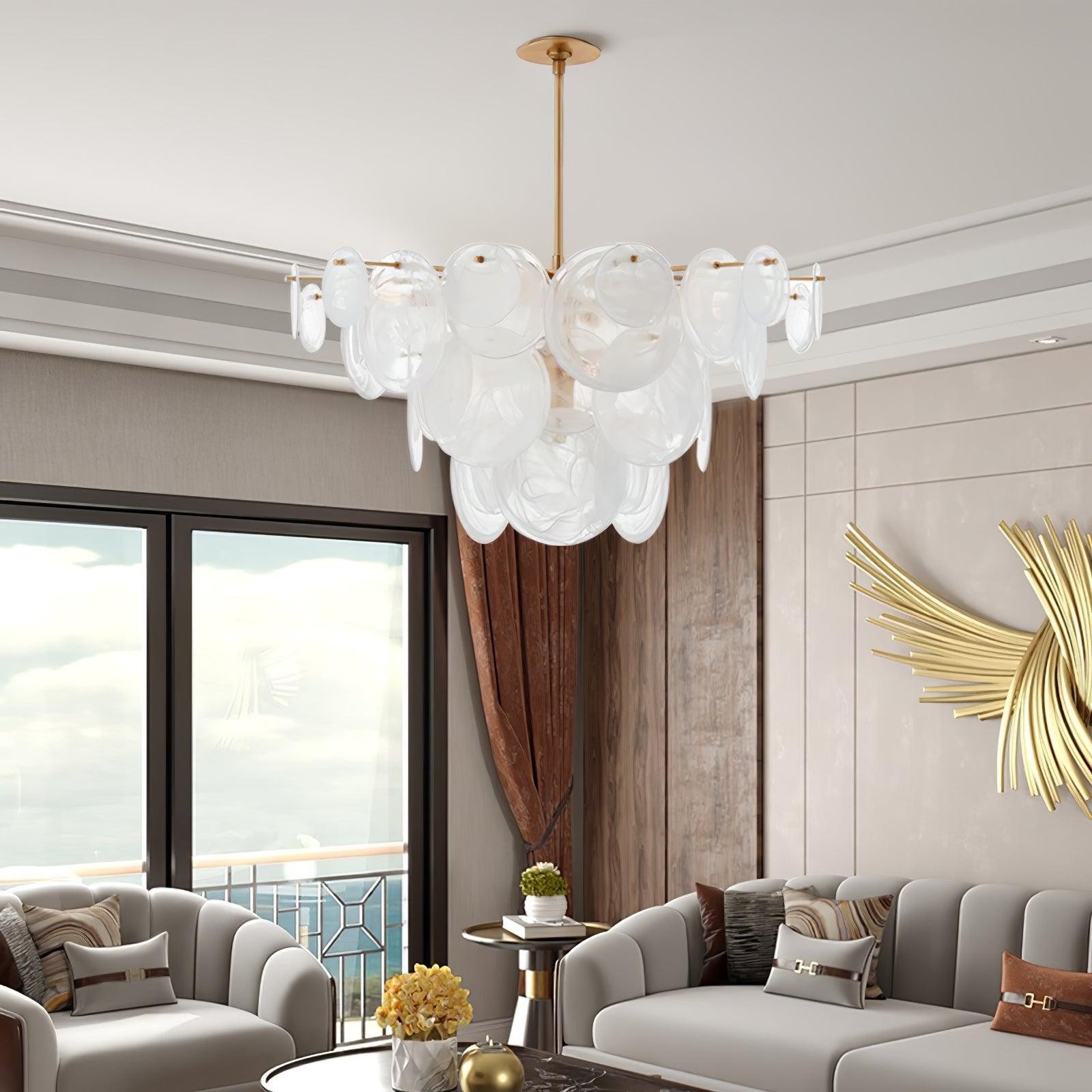 Brass Discs Cascading Chandelier M471