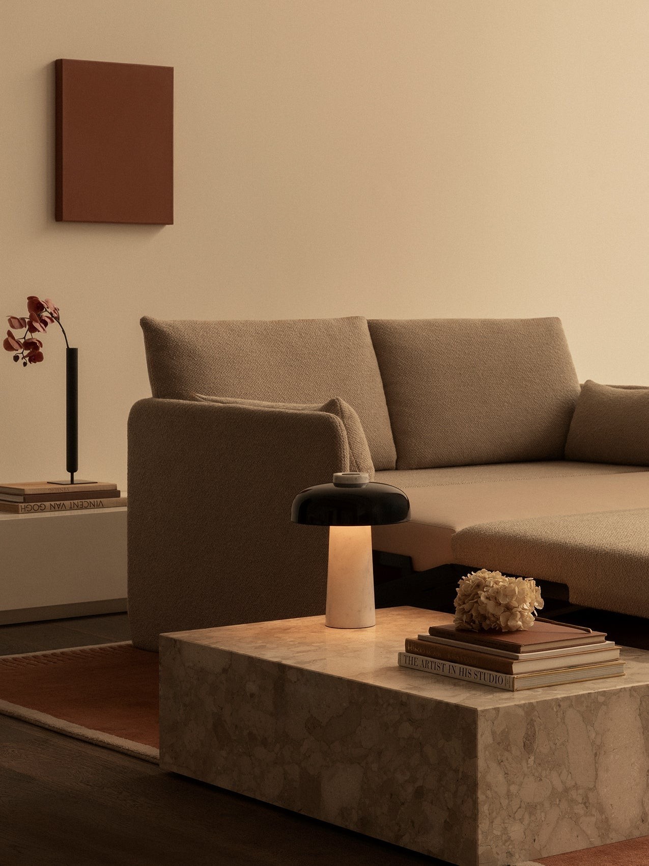 Mushroom Table Lamp - Modern Travertine for Bedroom M503