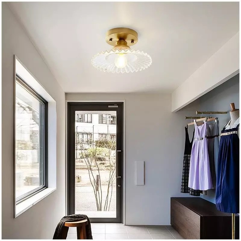 Japanese Retro Glass Ceiling Lamp For Bedroom Hallway S62