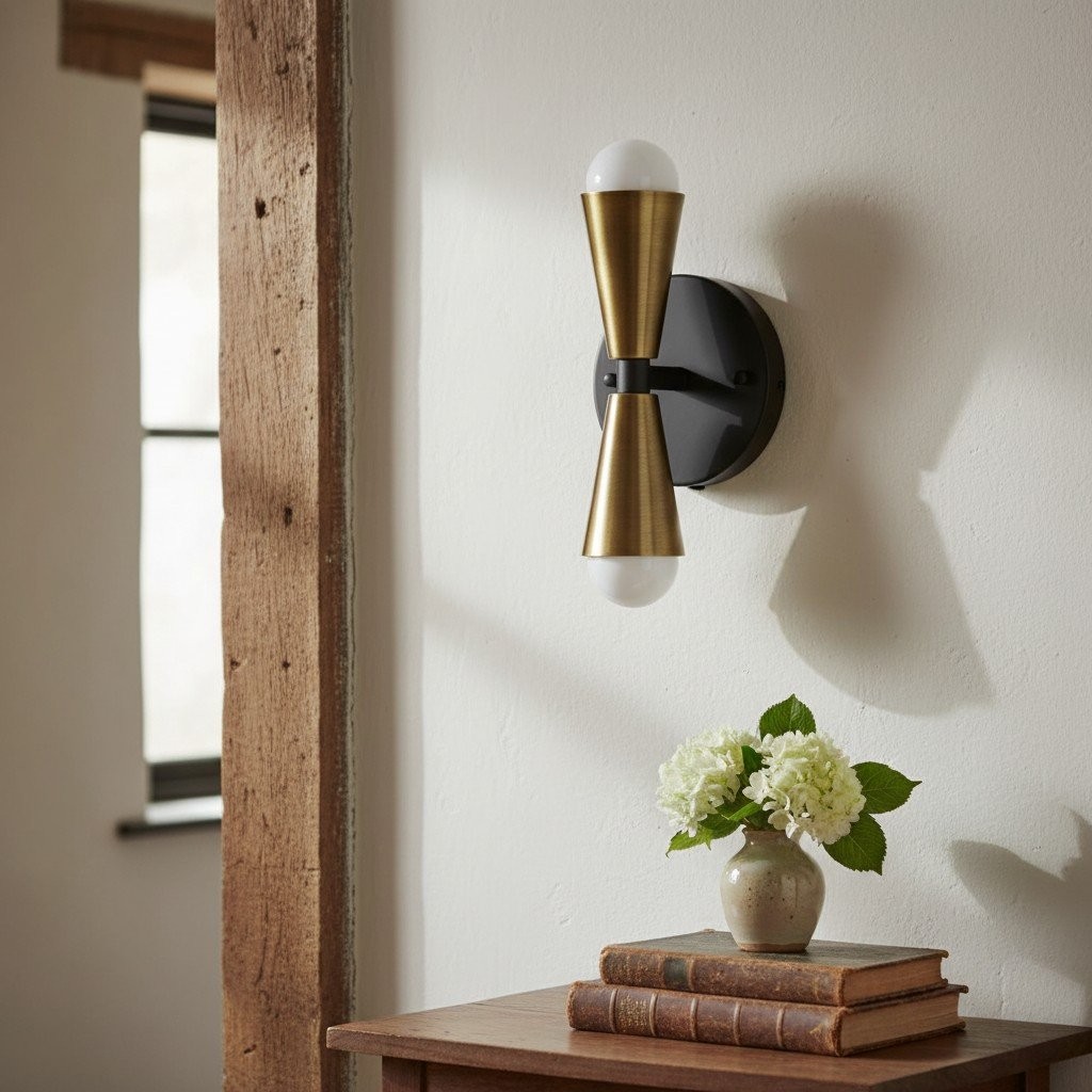 Pyralis  Cone Shade  Double Wall Light - Contemporary Living Room Glow T334