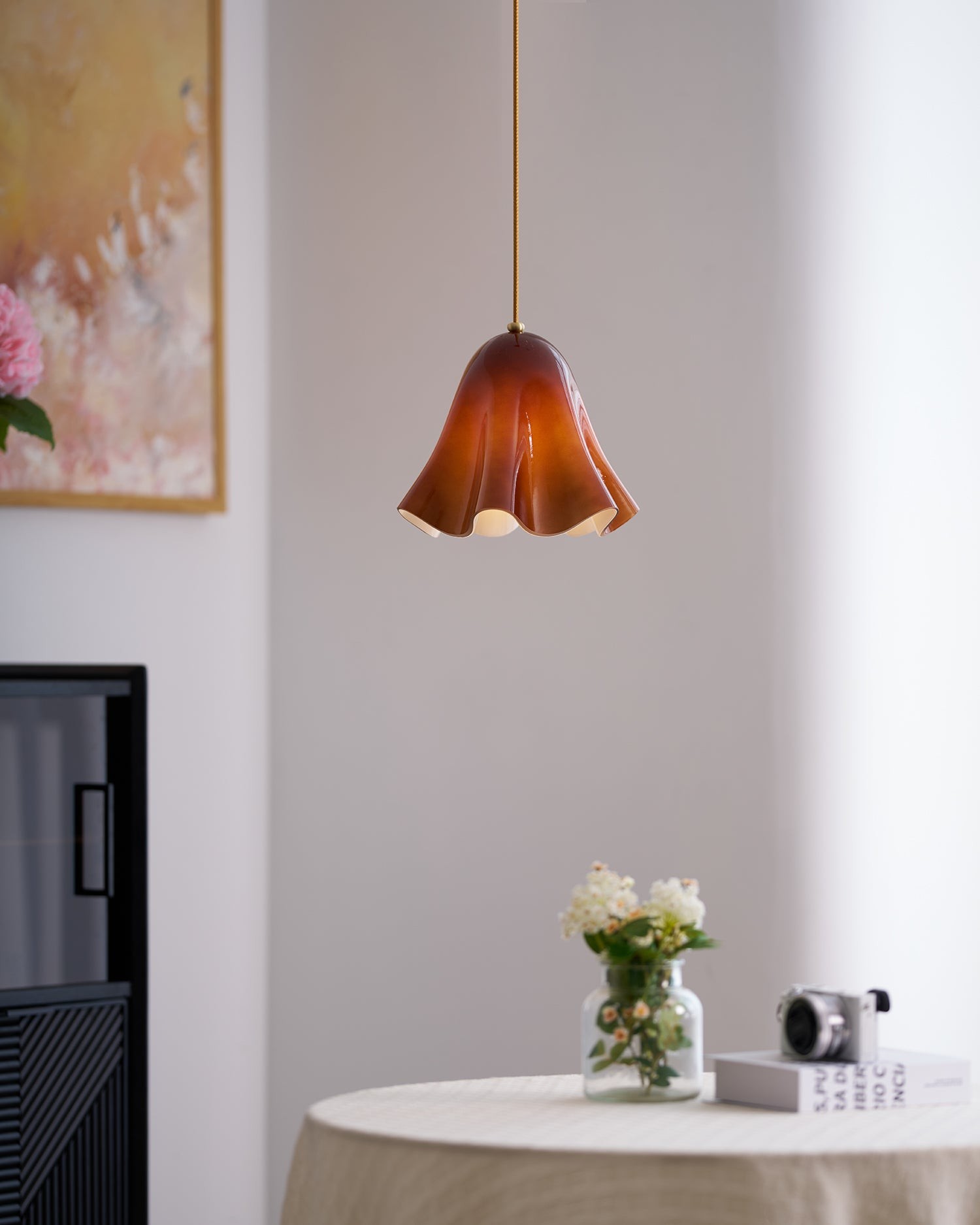 Bellina Wavy Edge Glass Pendant - French Style Light for Kitchen T279