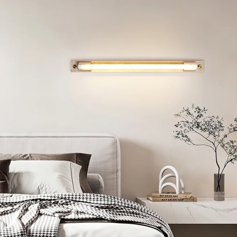 Travertine Wall Lamp - Brass Finish with Soft Ambient Glow S327