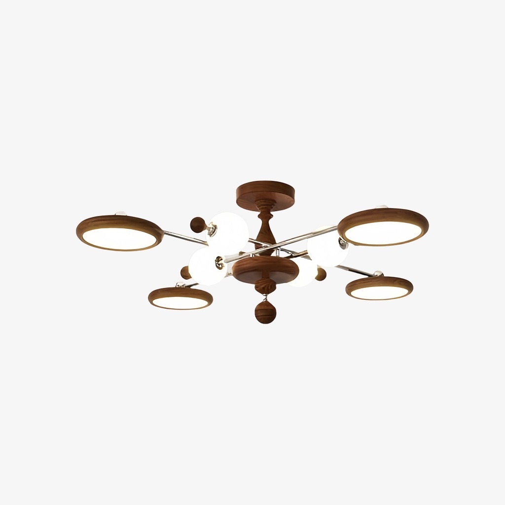 Elegant Walnut Branch Ceiling Lamp - Retro LED Light for Living Room S389