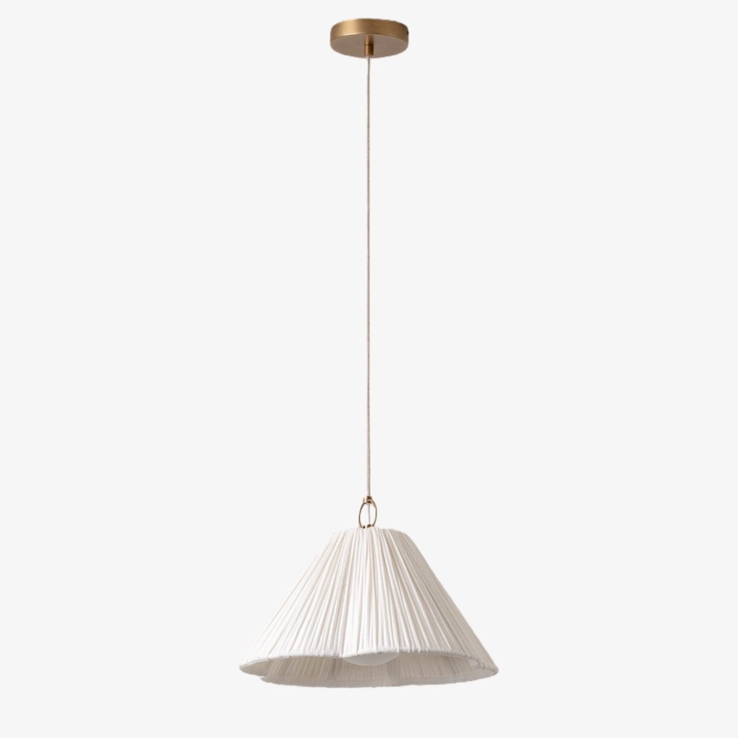 Blossine Brass Pendant - Scalloped Linen Shade for Living Room T442