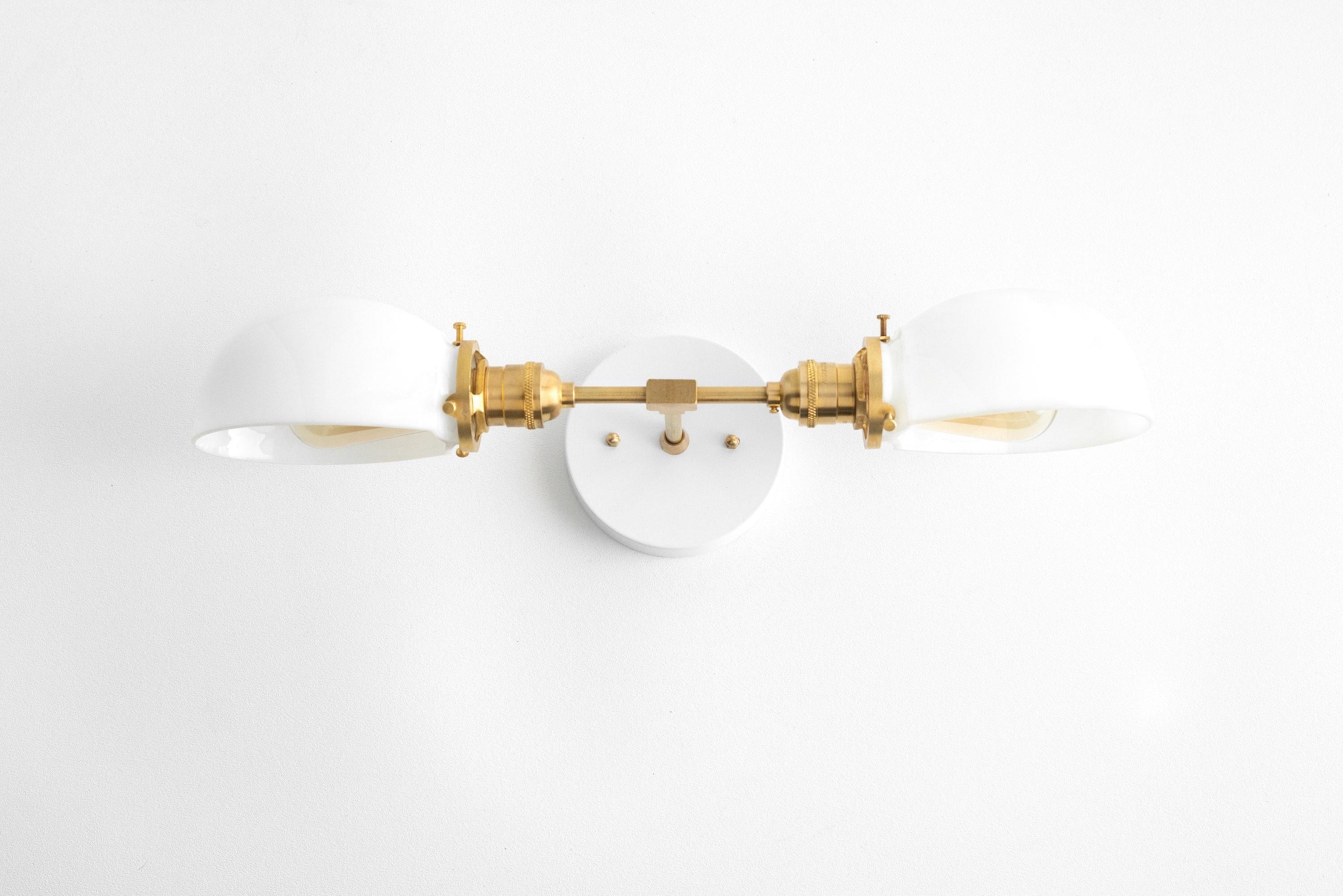 Ornato Luxe Mid-Century Vanity Light - Brass Bathroom Fixture with Opal Glass T326