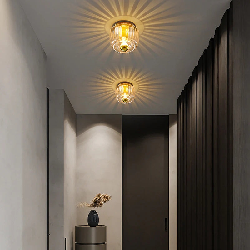 Clara Rays Contemporary Brass Glass Ceiling Light T2175