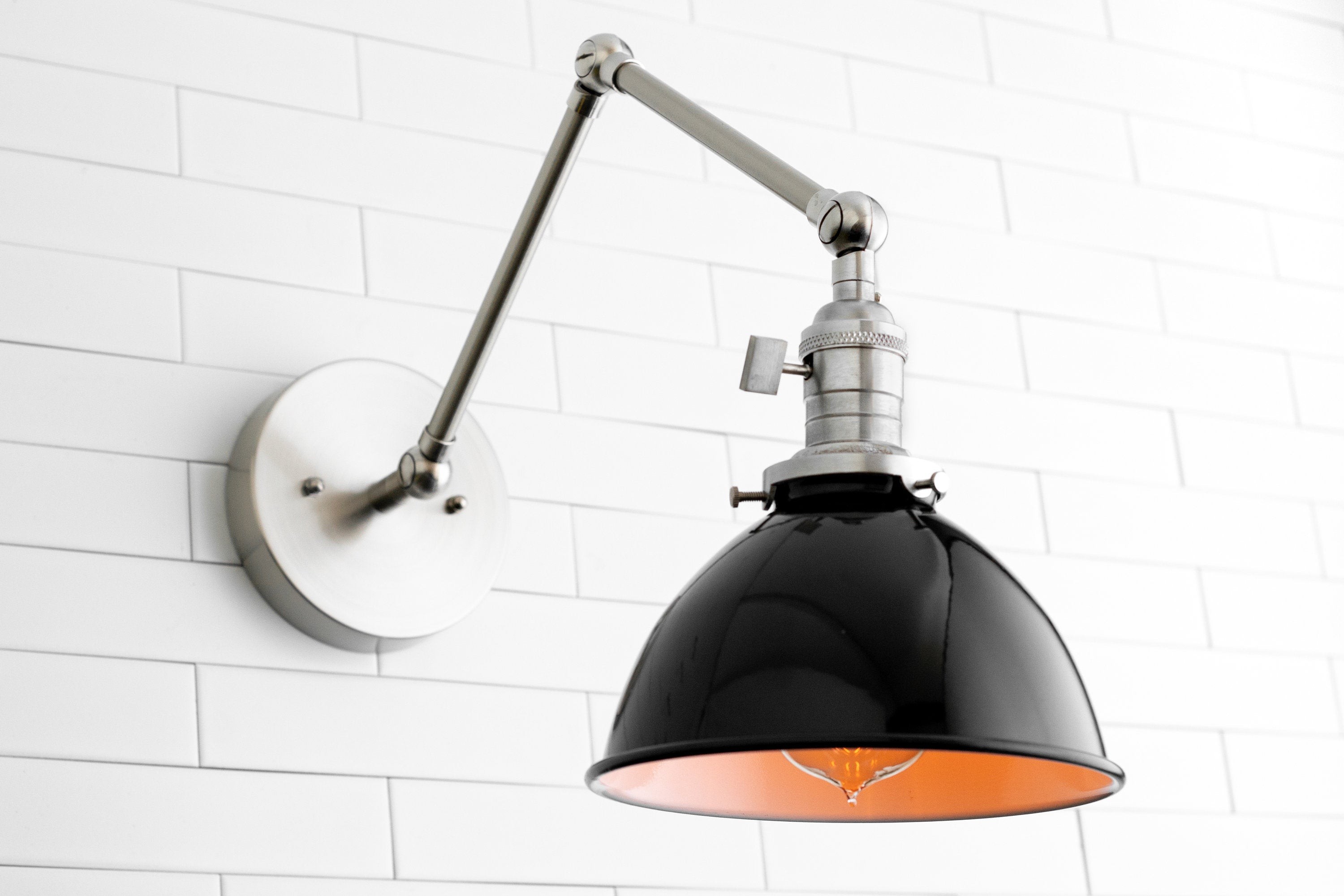 Conique Metal Vintage Industrial Swing Arm Wall Lamp - Adjustable Dome Shade for Study T313