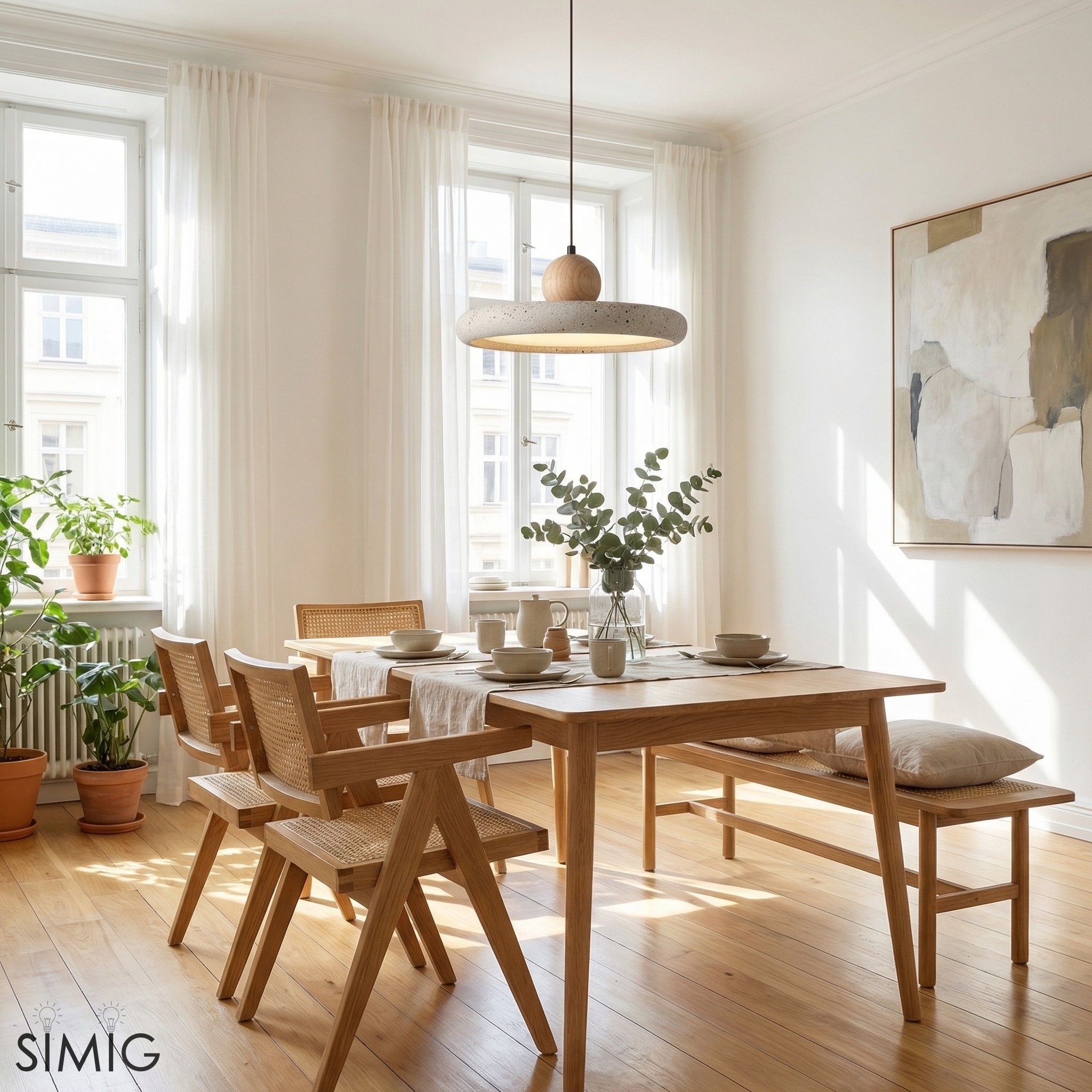 Natural Stone Disc Pendant Light  -  Wooden for Island Ambient Lighting M139