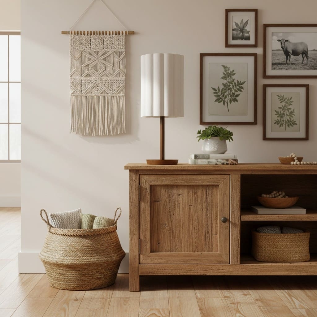 Linbron Wood Fabric Table Lamp - Modern Accent for Living Room T647