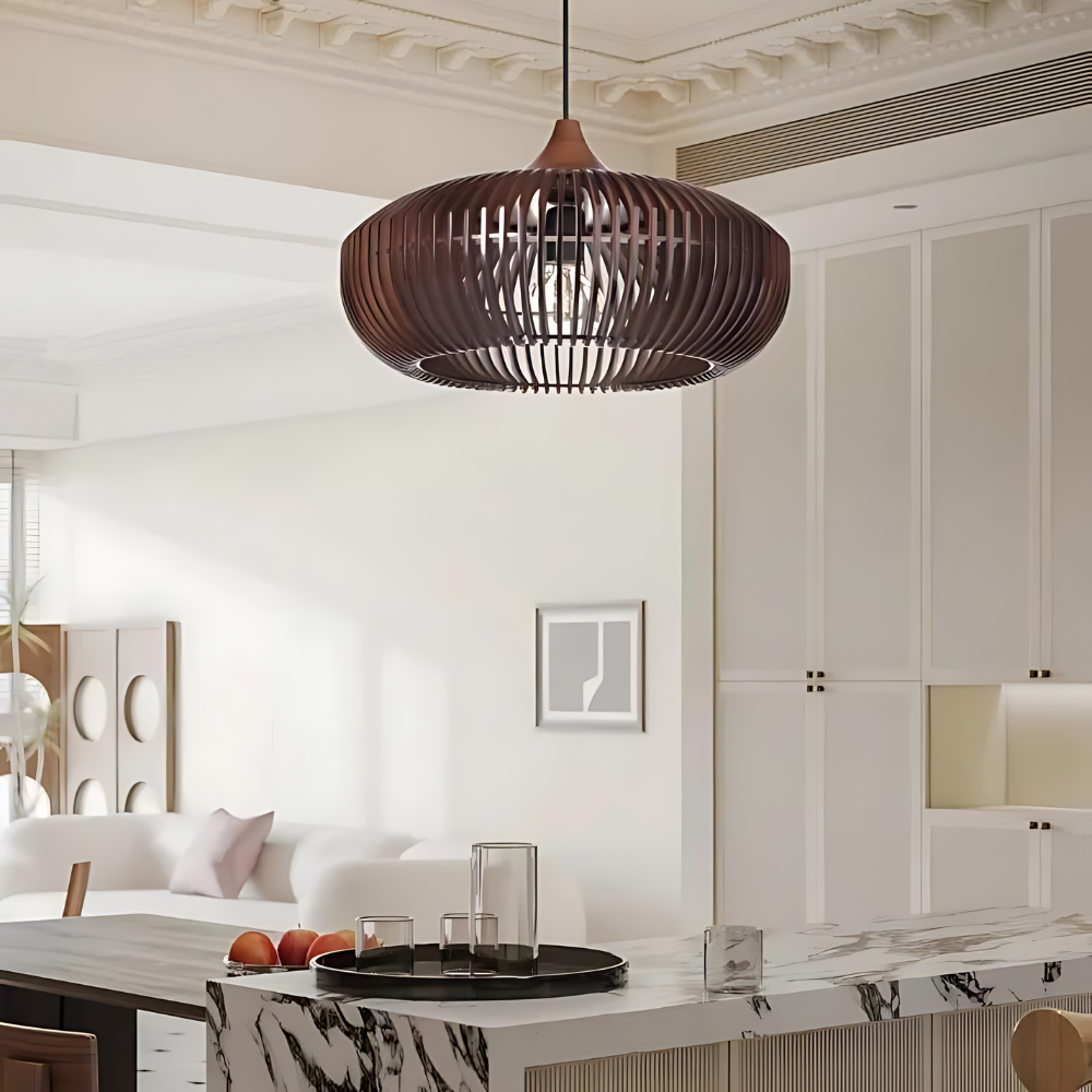 The Halo of Zen Japandi Wood Pendant Light T2061