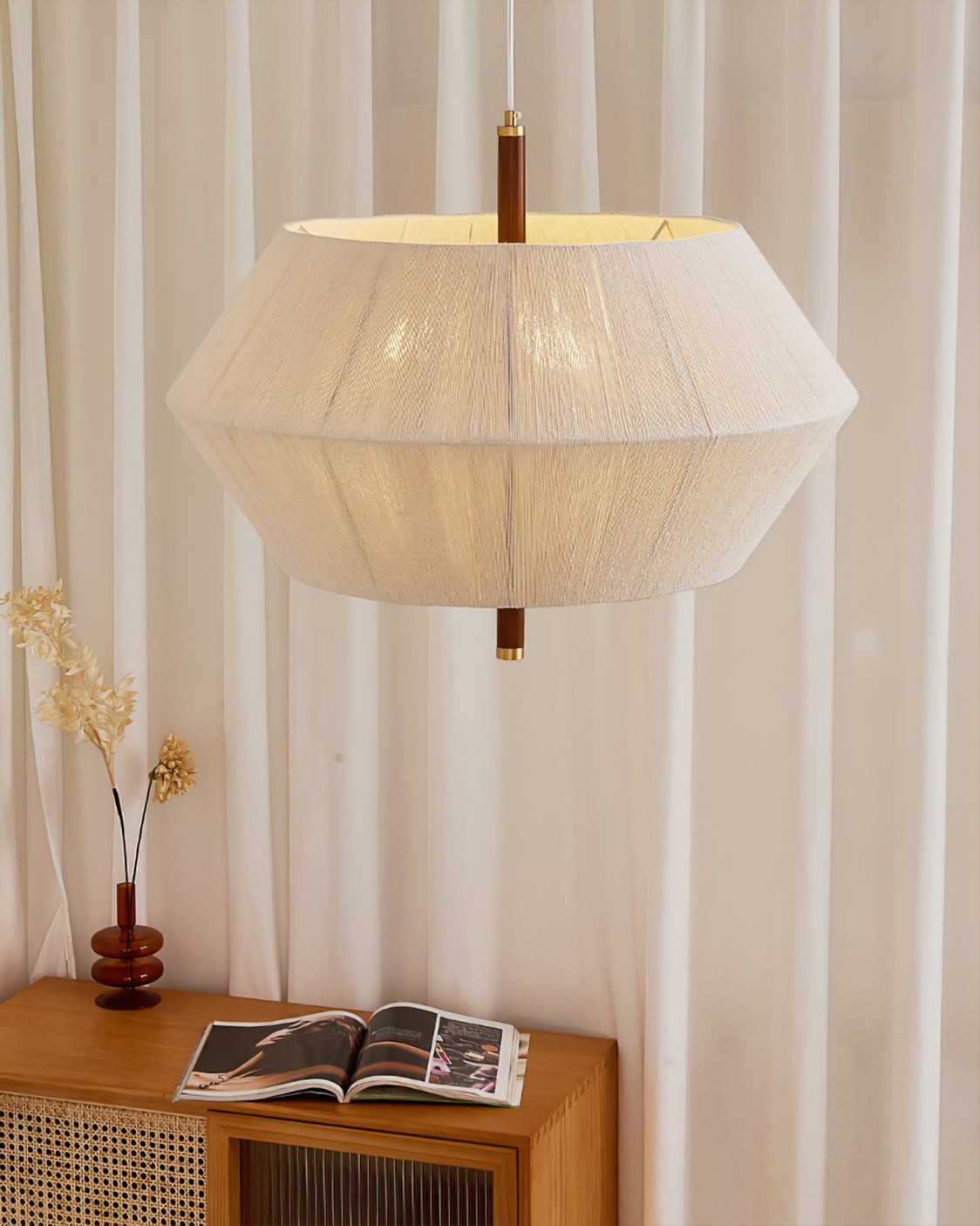 Japanese Wabi-Sabi Style Woven Fabric Pendant Lamp M10