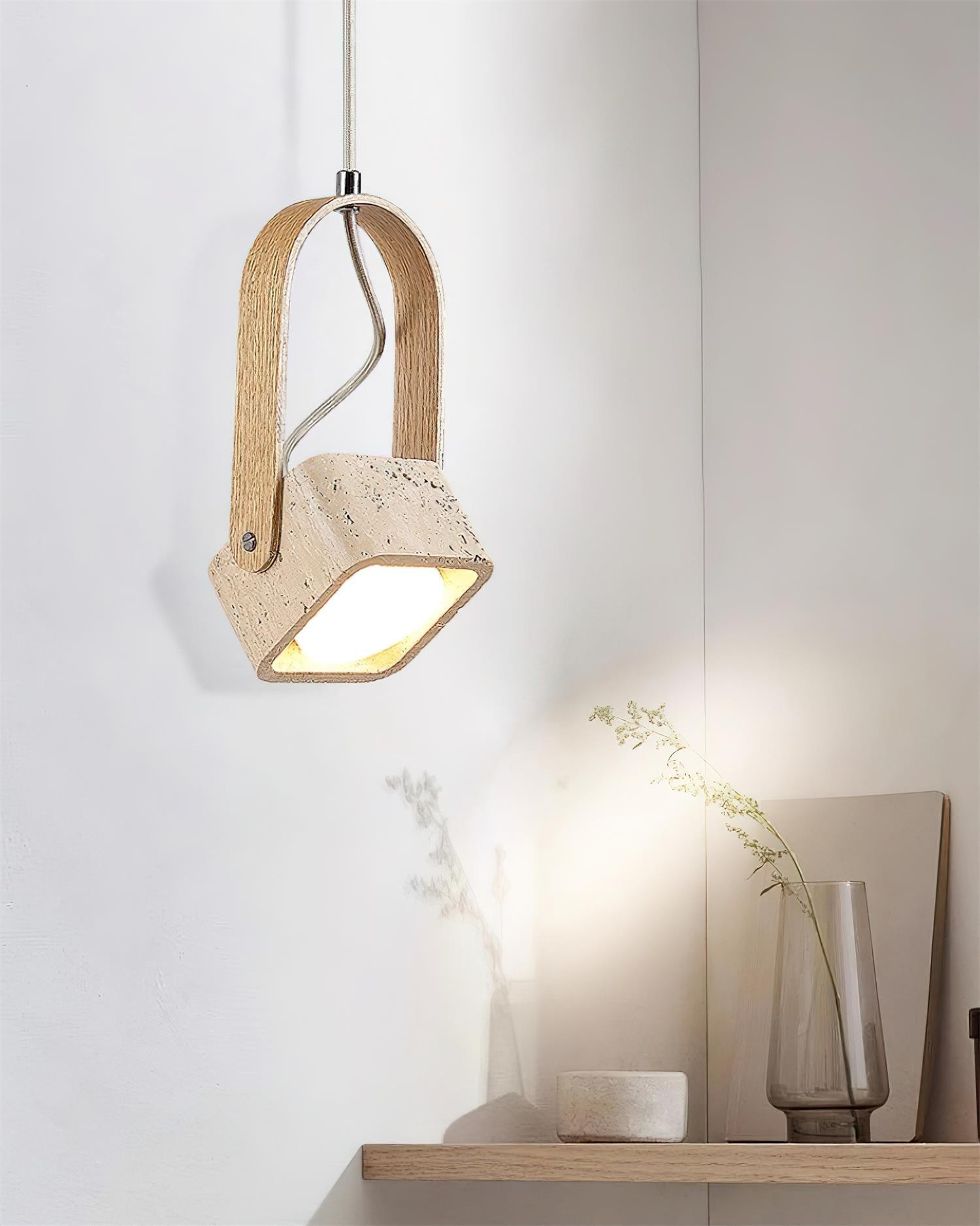 Geometric Yellow Travertine Pendant Lamp M267