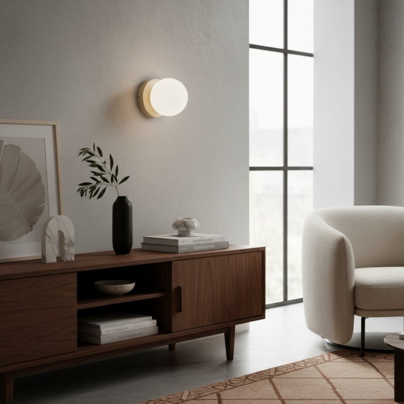 Nuevola Round Wall Lamp - Modern Metal and Glass for Hallways and Living Rooms T528