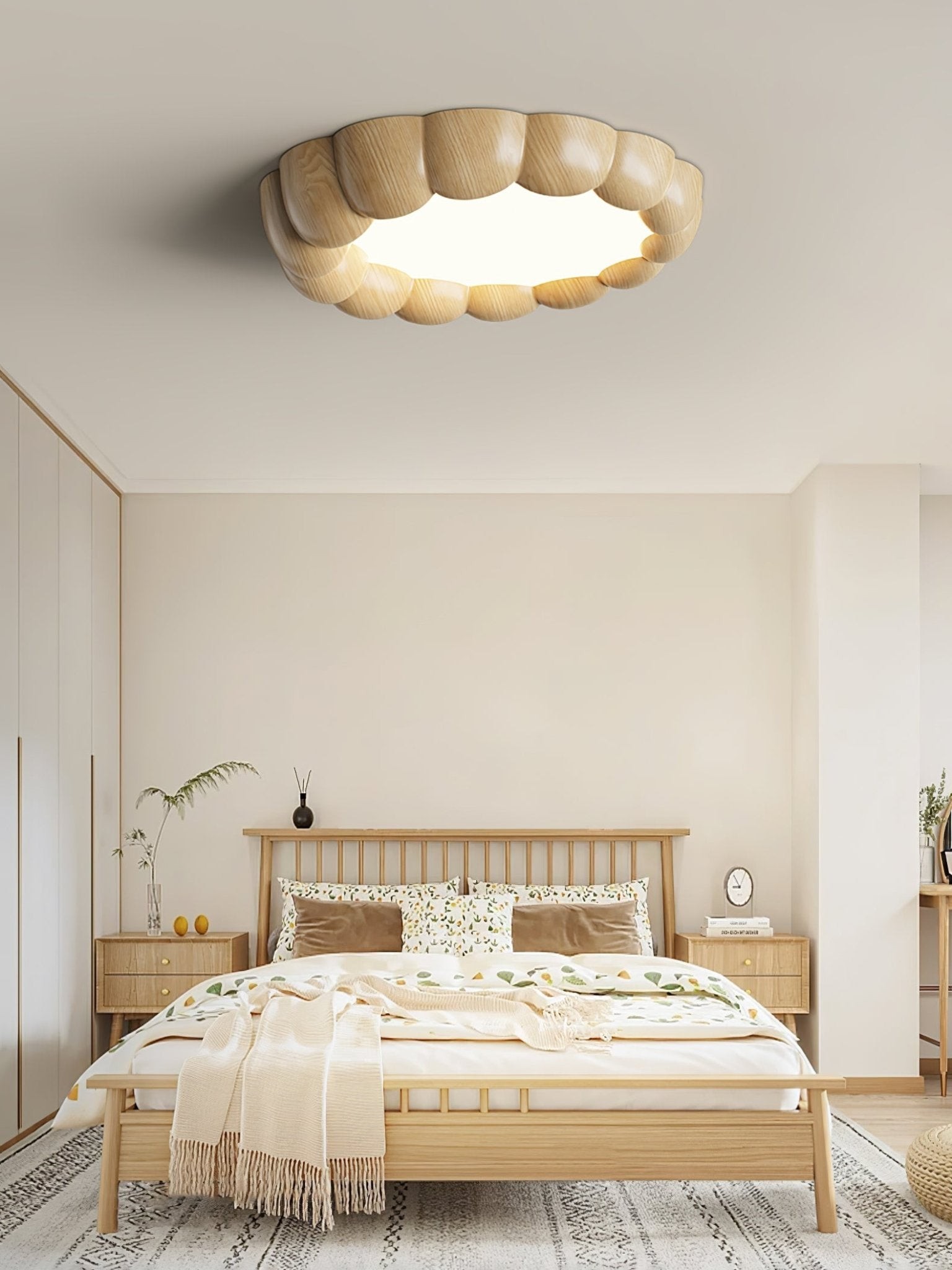 Faux Wood Ripple Ceiling Lamp M456