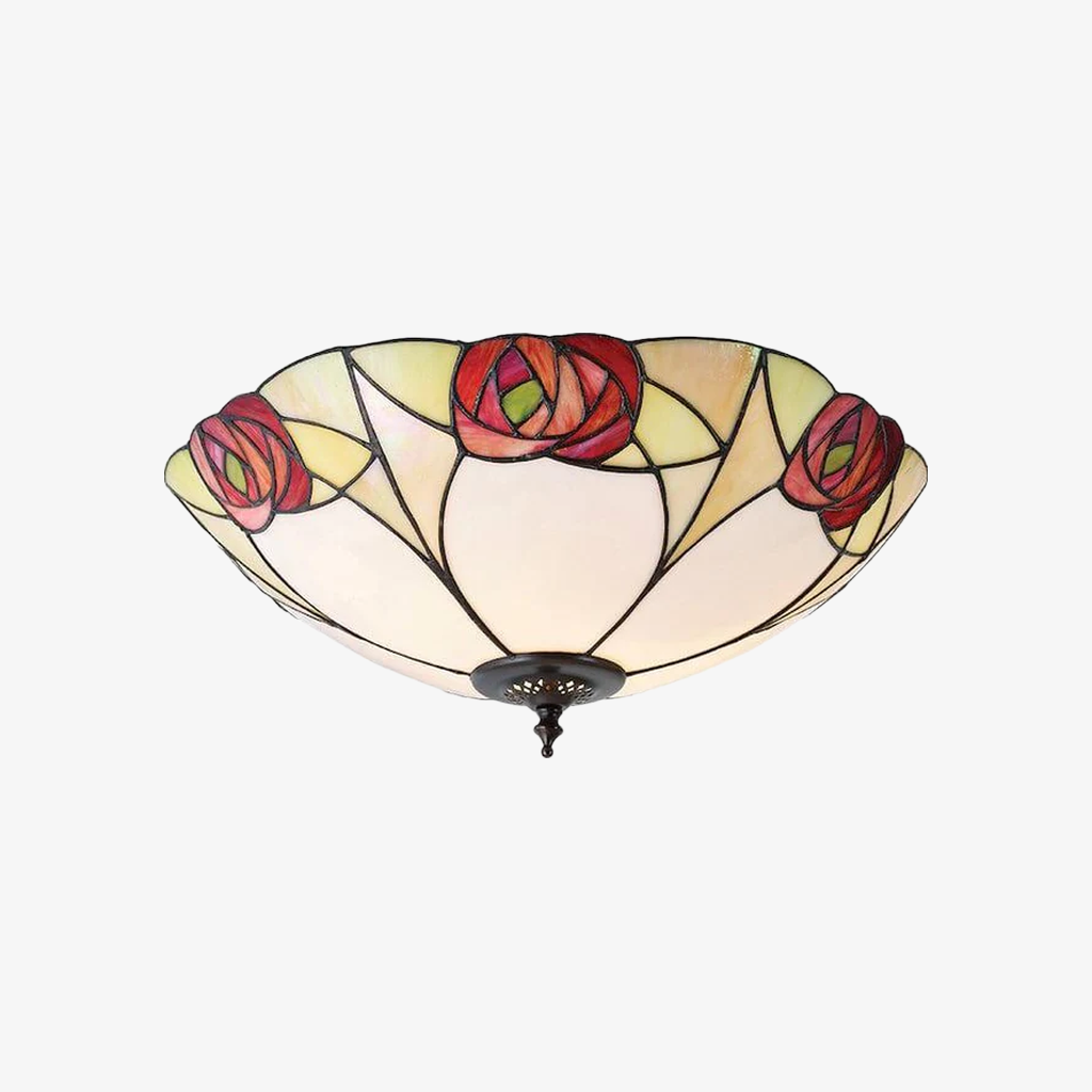 TF Ingram Handcrafted Stained Glass Ceiling Lamp - Vintage Art Deco Tiffany Light for Dining Room T1020