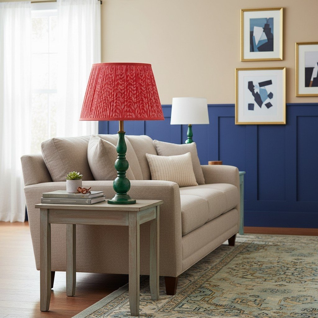 Grainora Table Lamp - Wooden Base with Fabric Shade for Living T568