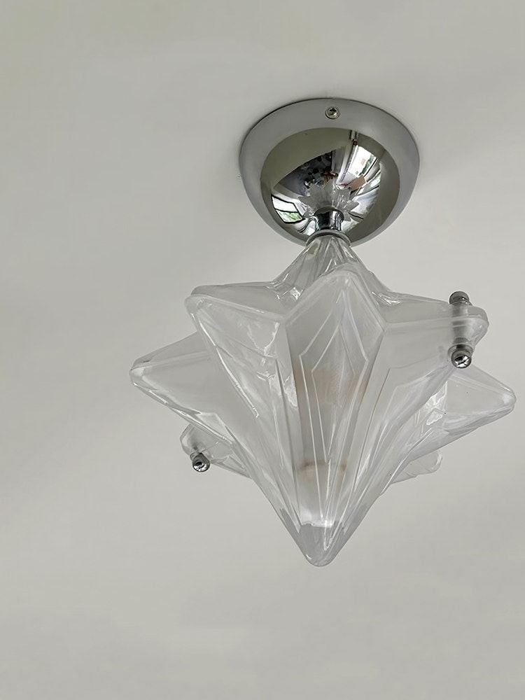 Art Deco Star Ceiling Lamp - Frosted Glass Fixture for Hallway & Entryway - Astris Ceres T435