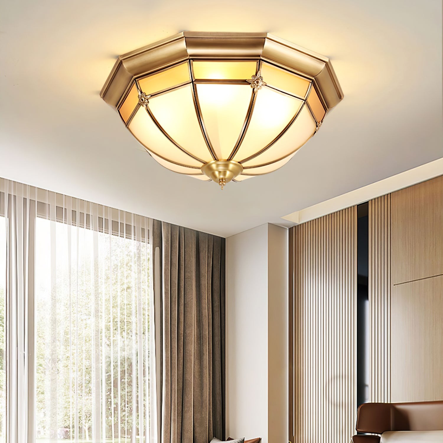 Dome Brass Flush Ceiling Lamp M460