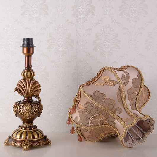 Traditional European Pink Pattern Lampshade Table Lamp M496