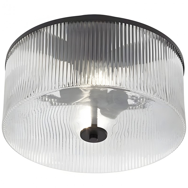 Rilona Clear Glass Drum Semi Flush Ceiling Light - Farmhouse Retro Styley U13