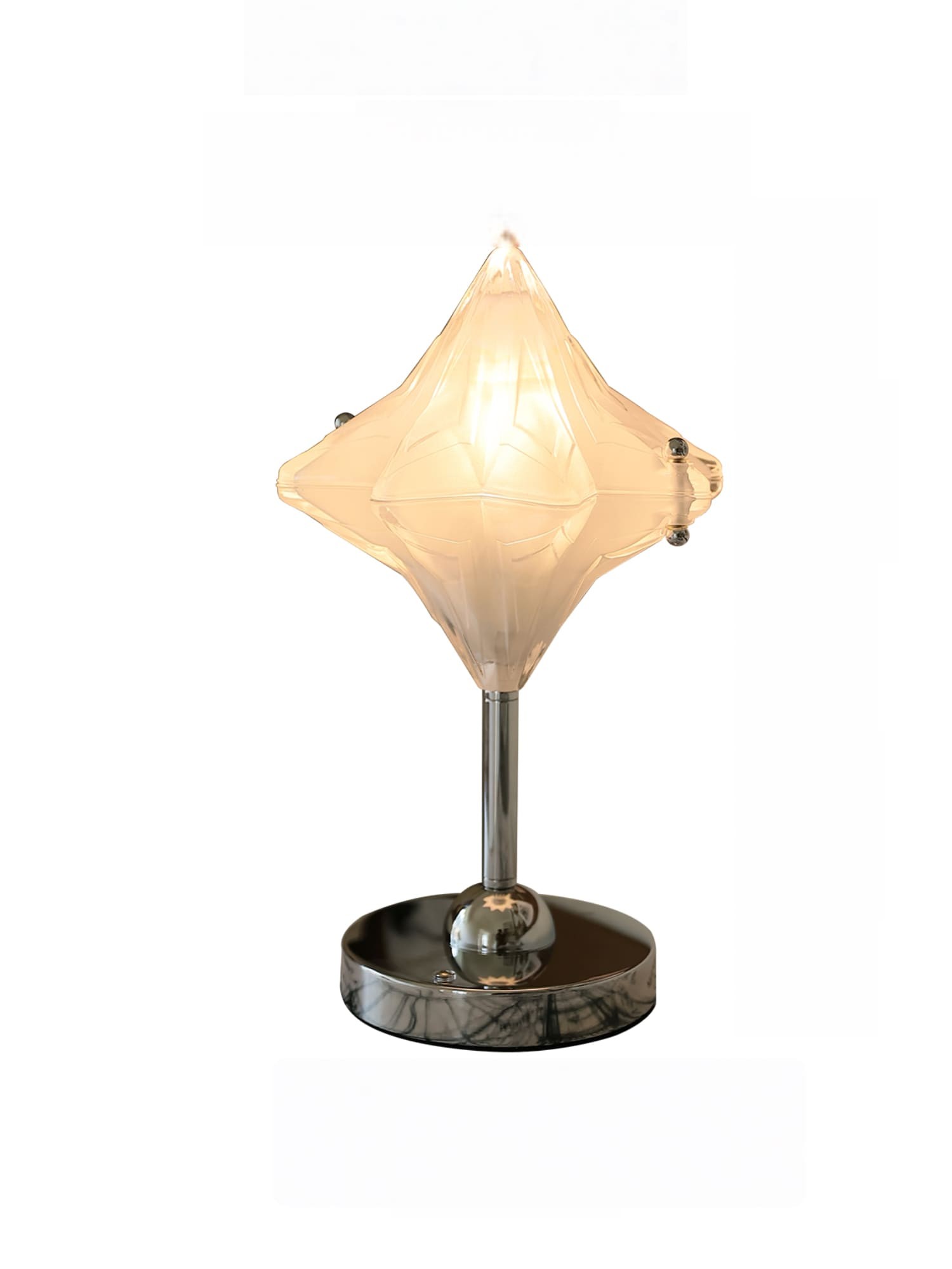Art Deco Star Table Lamp - Frosted Glass Light for Modern Bedrooms - Astris Lyra T436