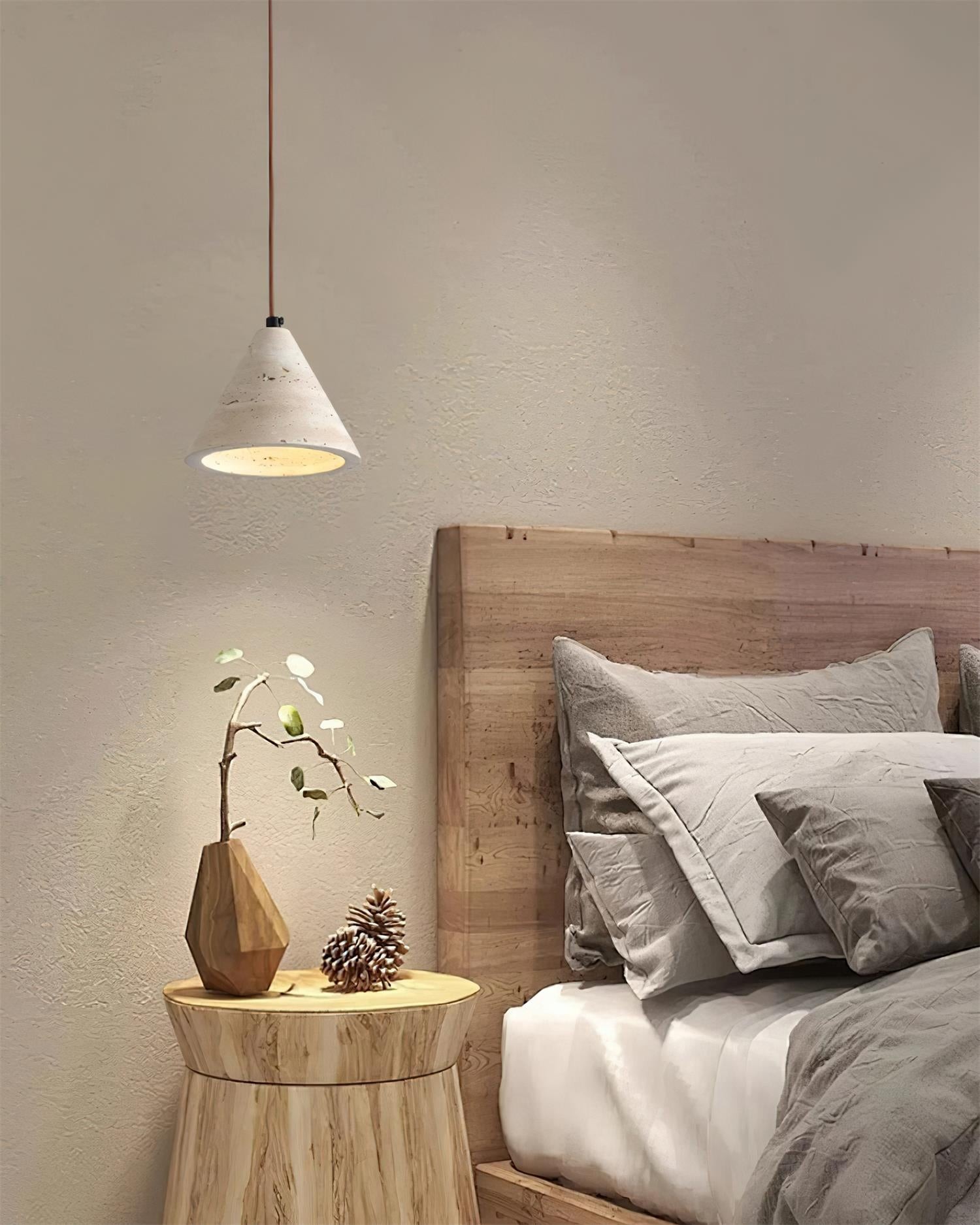 Travertine Cone Pendant Lamp - Minimalist Kitchen Island Light M160