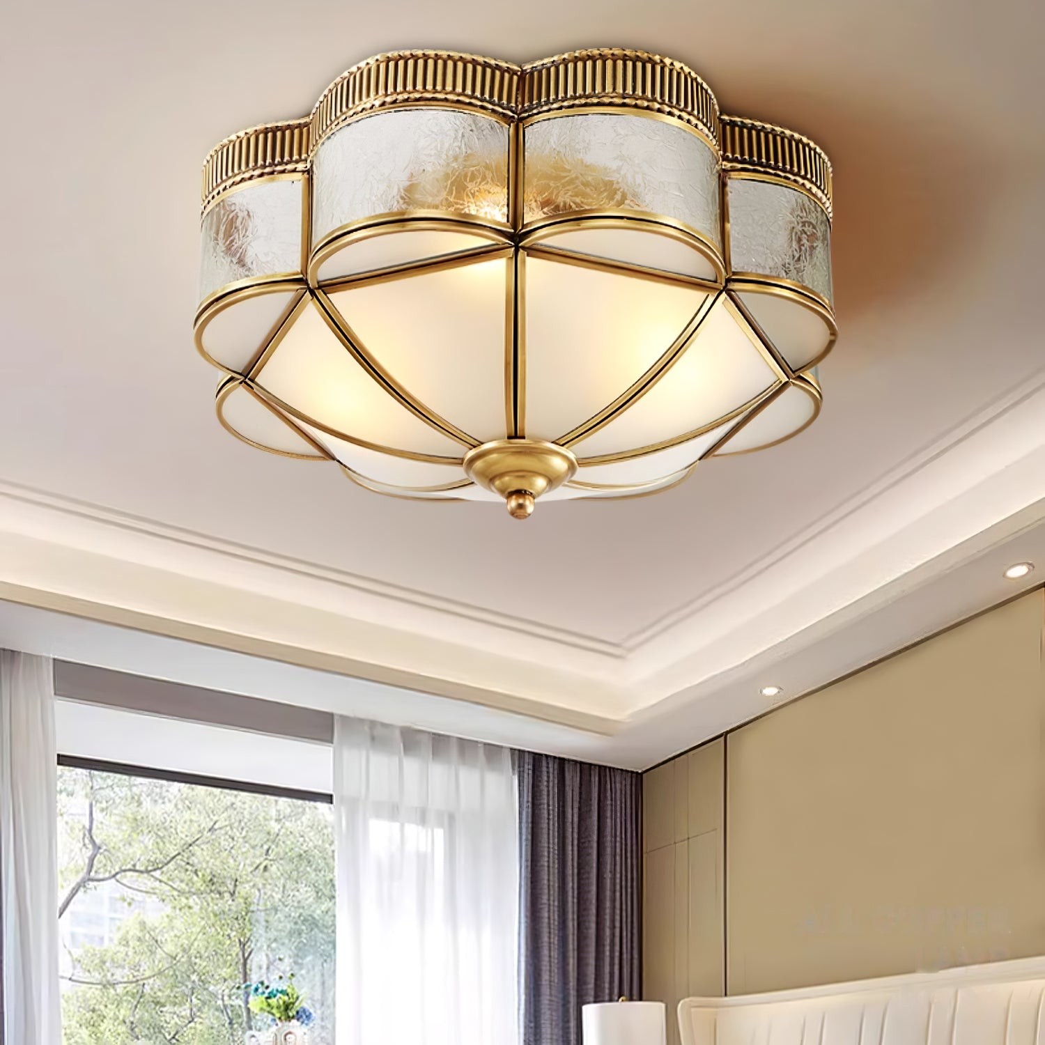 Brass Domed Flush Ceiling Lamp M470