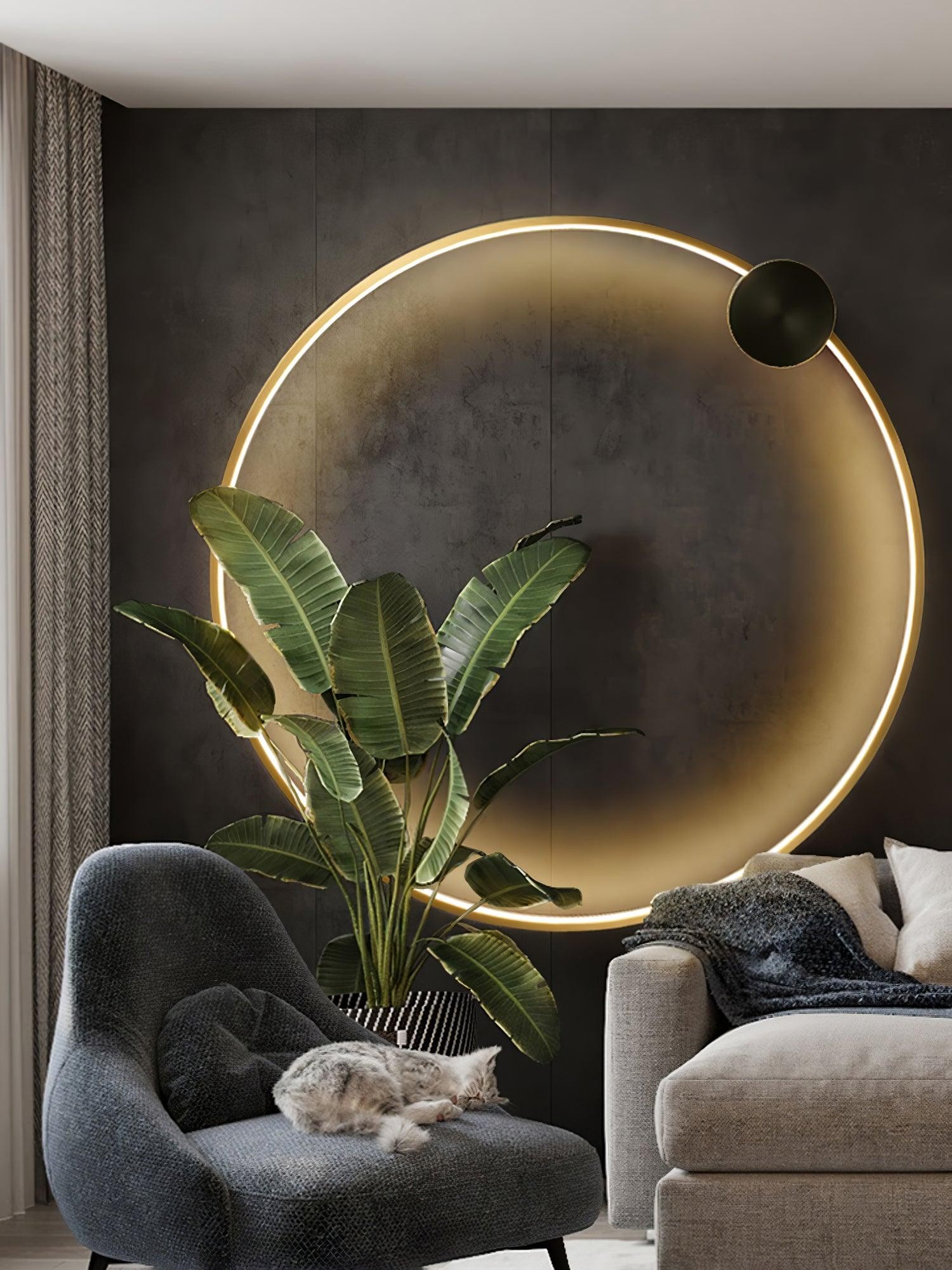 Minimalist Creative Simple Brass Round LED Wall Light M323