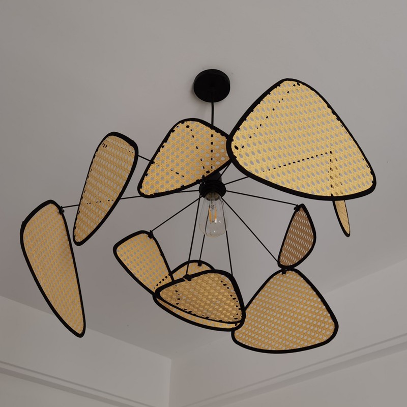 Screen Cannage Pendant Light - Woven Rattan Design for Living Room